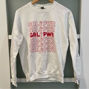 Girl Power Sweatshirt (White/Red, Size Small)
